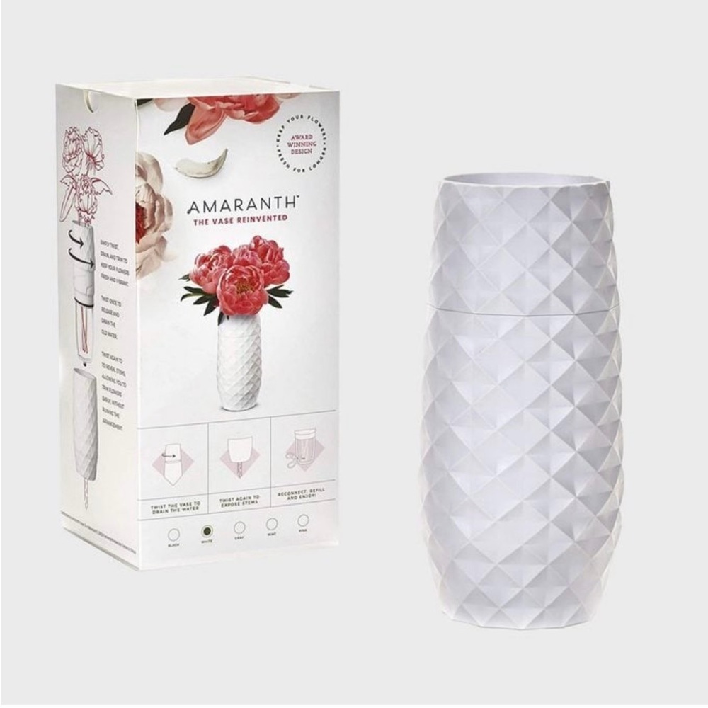 White Textured Ceramic Vase Garden Pots Indoor Plants - Geometric Facet Design